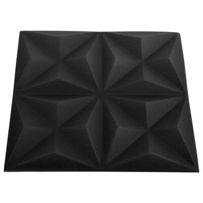 vidaXL 3D-seinäpaneelit 48 kpl 50x50 cm musta origami 12 m²