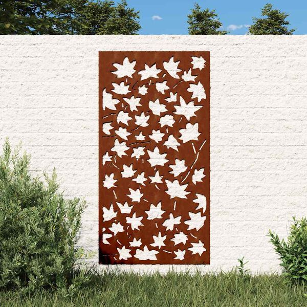 vidaXL Puutarhasein&auml;koriste 105x55 cm corten ter&auml;s vaahteranlehtikuvio
