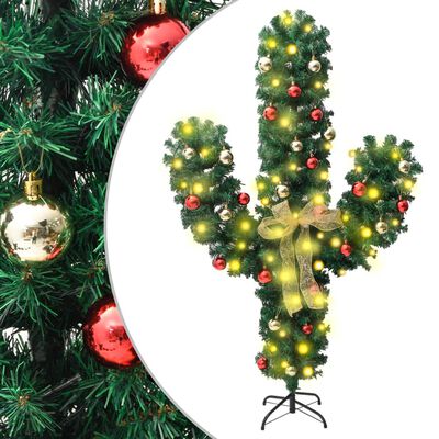 vidaXL Joulukaktus telineellä ja LED-valoilla vihreä 150 cm PVC