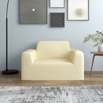 vidaXL Joustava sohvanpäällinen kerma polyesteri jersey