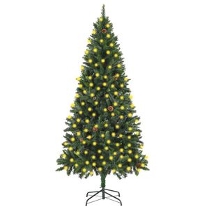 vidaXL Joulukuusi esivalaistu palloilla ja k&auml;vyill&auml; 210 cm