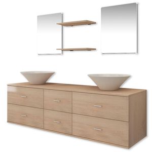 vidaXL Kylpyhuoneen kaluste- ja allassarja 7 osaa beige