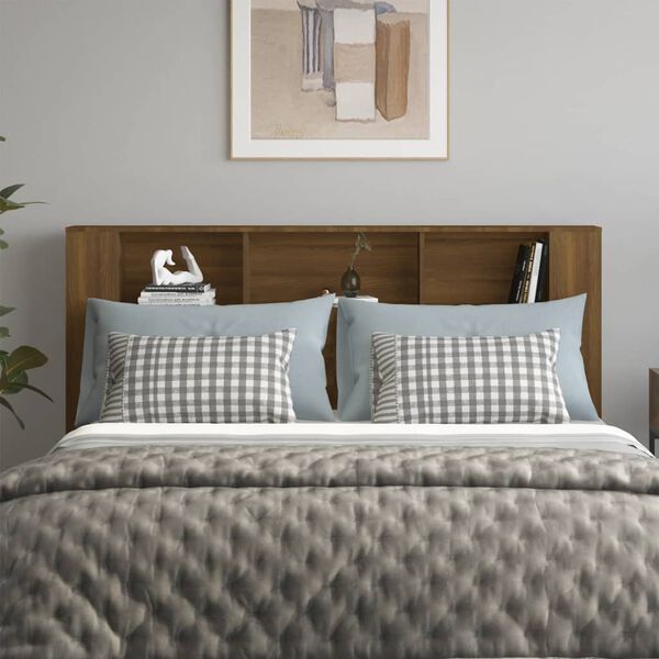 vidaXL Sängynpääty säilytystilalla ruskea tammi 180x18,5x104,5 cm