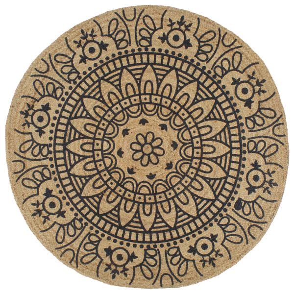 vidaXL K&auml;sintehty juuttimatto tummansinisell&auml; kuviolla 90 cm