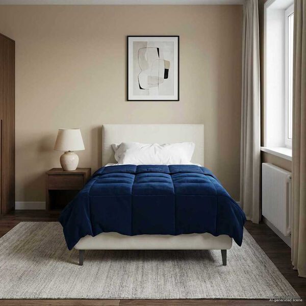 vidaXL Kes&auml;peitto Quiltottu Tumma Sininen 135 x 220 cm Mikrokuitu