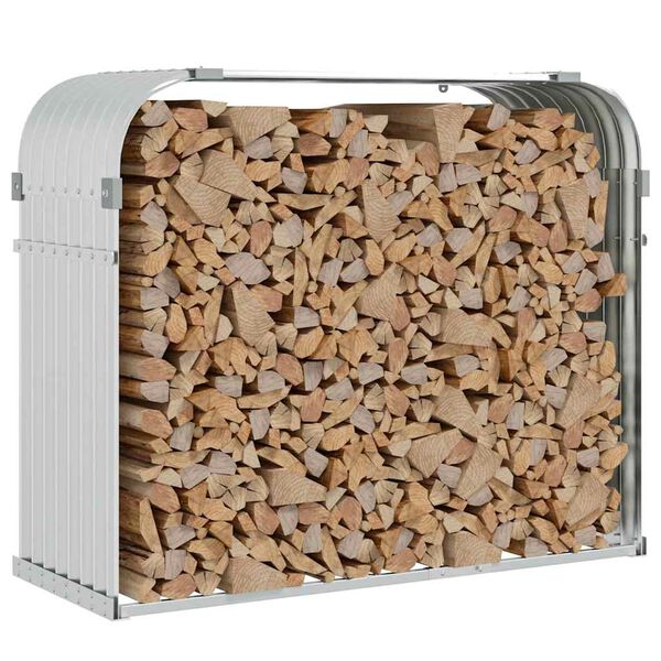 vidaXL Polttopuuteline hopea 120x45x100 cm galvanoitu ter&auml;s