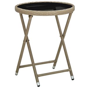 vidaXL Teep&ouml;yt&auml; beige 60 cm polyrottinki ja karkaistu lasi