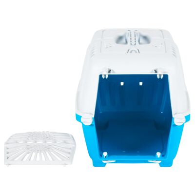 vidaXL Lemmikin kuljetuslaatikko sinivalk. 48x31,5x33 cm polypropeeni