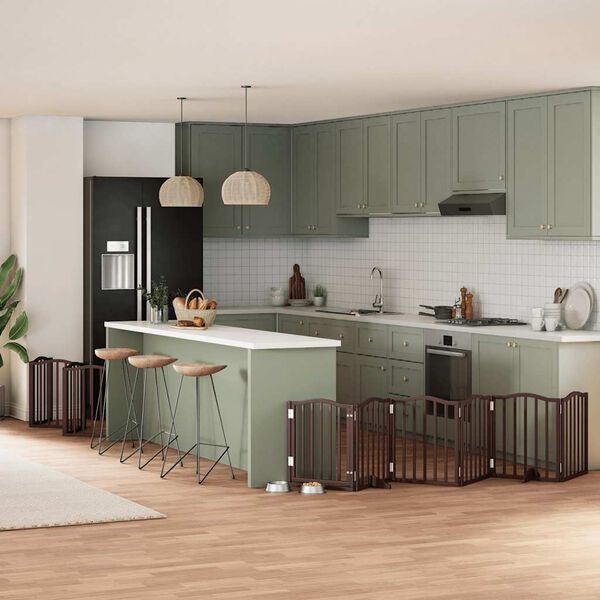 vidaXL Koiraportti kokoontaittuva 12 paneelia ruskea 600 cm poppelipuu