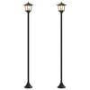 vidaXL Lyhtypylv&auml;s-setti with LED Bulb 2 kpl Musta 16 x 16 x 156 cm