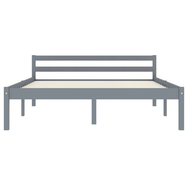 vidaXL Sängynrunko harmaa täysi mänty 140x200 cm