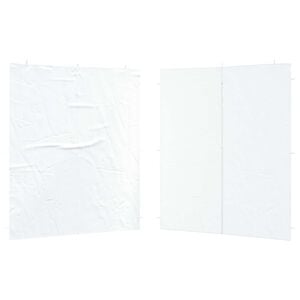 vidaXL Juhlateltan sivusein&auml; 2 kpl 200 x 195 cm valkoinen PE ja ter&auml;s