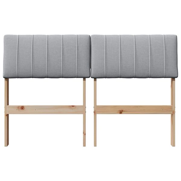 vidaXL Verhoiltu sängynpääty Vaaleanharmaa 120 cm Massiivinen mänty