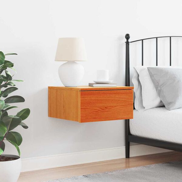 vidaXL Yöpöytä Vaha ruskea 37 x 35 x 18,5 cm Täysi mänty