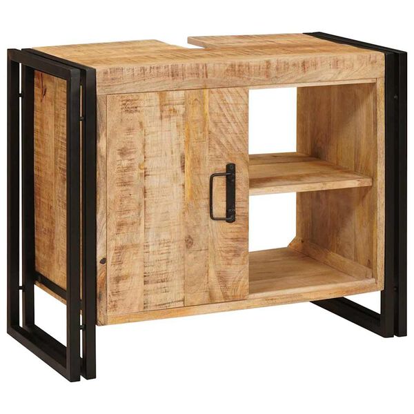 vidaXL Pesuallaskaappi ovella Ruskea 71 x 33 x 58 cm Kiinte&auml; mango puu