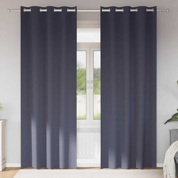 vidaXL Piment&auml;v&auml; verho renkailla 2 pcs Antrasiitti 225 x 140 cm