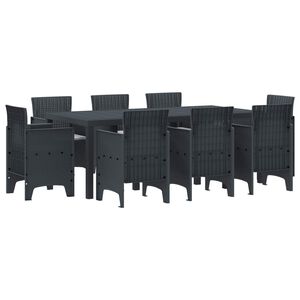 vidaXL Piharuokailu setti 9 pcs Antrasiitti Polypropeeni