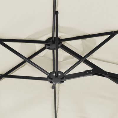 vidaXL Kaksipäinen aurinkovarjo LED-valot hiekka valkoinen 316x240 cm