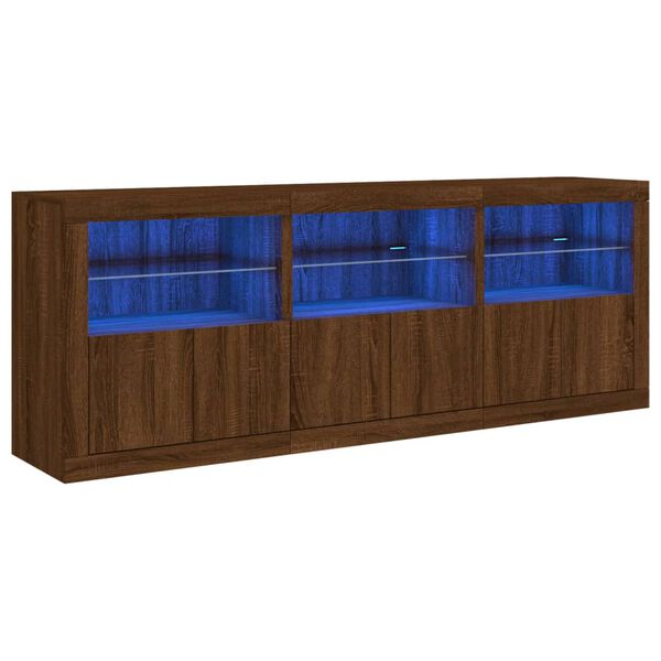 vidaXL Senkki LED-valoilla ruskea tammi 181,5x37x67 cm