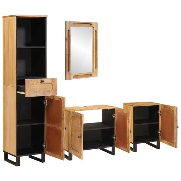 vidaXL Kylpyhuoneen setit hyllyllä Luonnollinen Kiinteä mango puu