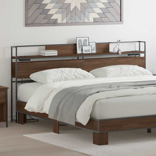 vidaXL S&auml;ilytysp&auml;&auml;ty hyllyll&auml; Ruskea tammi 180 cm Tekninen puu