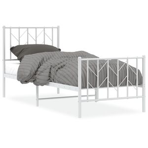 vidaXL Metallinen s&auml;ngynrunko p&auml;&auml;dyill&auml; valkoinen 75x190 cm