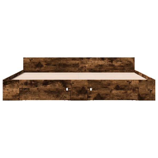 vidaXL S&auml;ngynrunko laatikoilla savutammi 200x200 cm tekninen puu