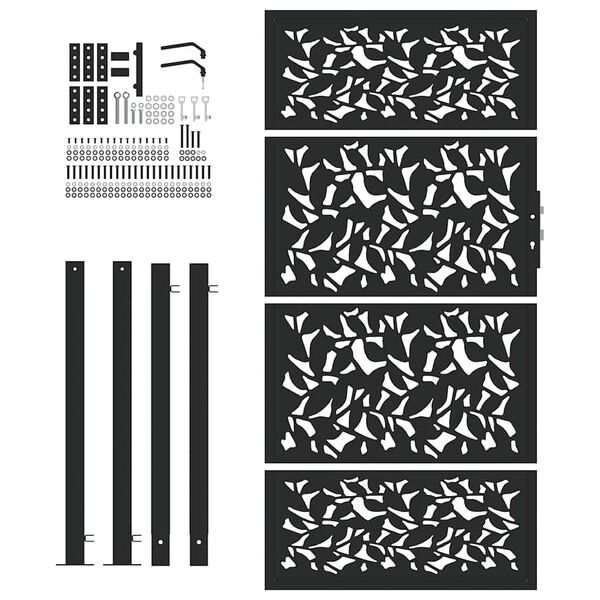 vidaXL Puutarhan portti musta 100x175 cm ter&auml;slehtikuvio