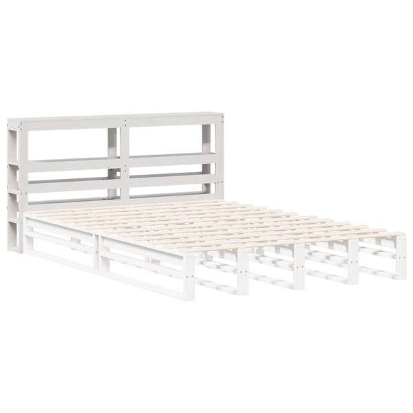 vidaXL S&auml;ngynp&auml;&auml;ty hyllyill&auml; valkoinen 135 cm t&auml;ysi m&auml;nty