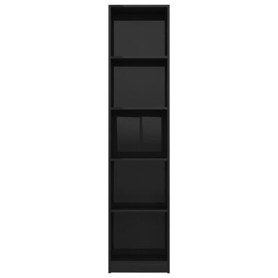 vidaXL 5-tasoinen kirjahylly korkeakiilto musta 40x24x175 cm lastulevy