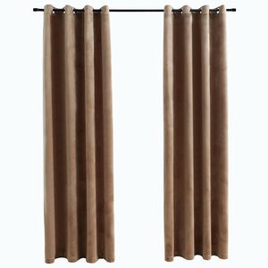 vidaXL Pimennysverhot renkailla 2 kpl sametti beige 140x175 cm