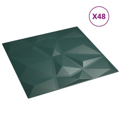 vidaXL Seinäpaneelit 48 kpl vihreä 50x50 cm XPS 12 m² timantti