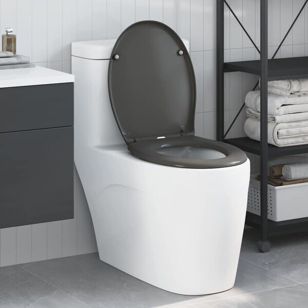 vidaXL Nopeasti irrotettava wc-istuin Antrasiitti 44.8 x 37.3 x 4.2 cm
