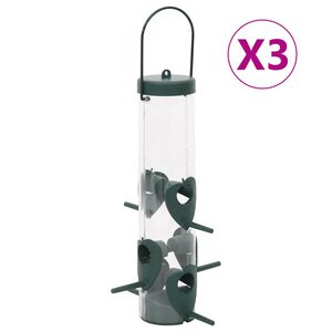 vidaXL Lintujen ruokintalaitteet 3 kpl tummanvihre&auml; 17x17x32 cm