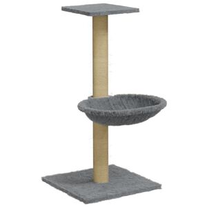 vidaXL Kissan kiipeilypuu sisal- raapimispylv&auml;&auml;ll&auml; vaaleanharmaa 74 cm
