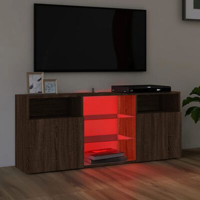 vidaXL TV-taso LED-valoilla ruskea tammi 120x30x50 cm