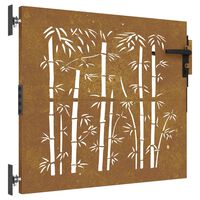 vidaXL Puutarhaportti 85x100 cm corten teräs bambukuvio