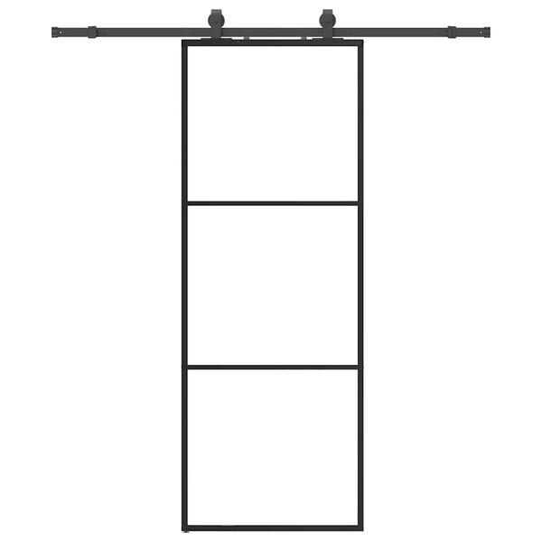 vidaXL Liukuovi asennustarvikkeilla musta 76x205 cm ESG lasi