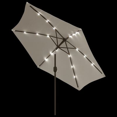 vidaXL LED Ulokepalkki Päivänvarjo 3 m Hiekanvaalea