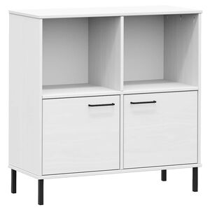 vidaXL Kirjakaappi metallijaloilla valk. 90x35x90,5 cm t&auml;yspuu OSLO