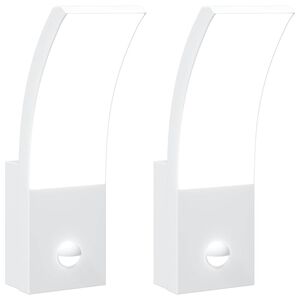 vidaXL LED Ulkosein&auml;valot sensoreilla 2 kpl valkoinen valualumiini