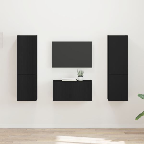 vidaXL TV-tasosetti 5 pcs Musta Tekninen puu