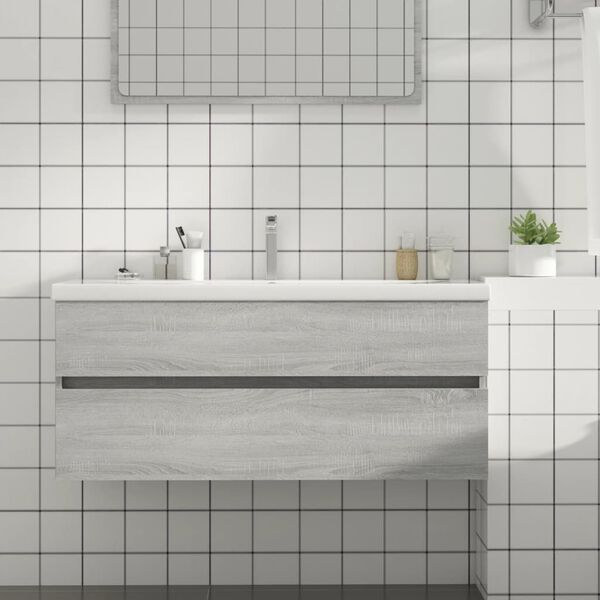 vidaXL Allaskaappi harmaa Sonoma 100x38,5x45 cm tekninen puu