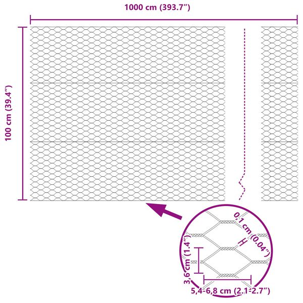 vidaXL Kuusikulmainen aita Vihreä 1 x 10 m Teräs