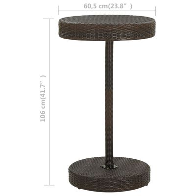 vidaXL Puutarhapöytä ruskea 60,5x106 cm polyrottinki