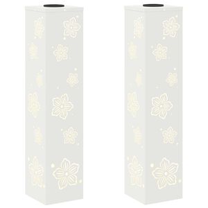 vidaXL Aurinko LED-polkuvalo 2 kpl L&auml;mpim&auml;n Valkoinen 18 x 18 x 80 cm