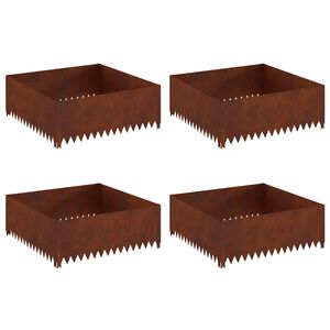vidaXL Nurmireunus 4 kpl 100 x 100 x 35 cm Ter&auml;s Ruosteinen