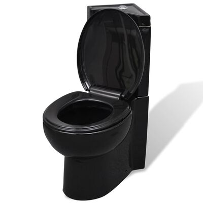vidaXL Keraaminen WC-istuin kulma musta