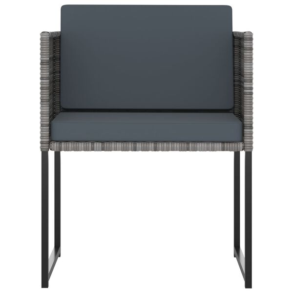 vidaXL 11-osainen Ulkoruokailuryhmä tyynyillä polyrottinki harmaa