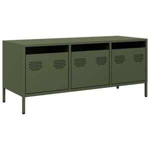 vidaXL TV-taso oliivinvihre&auml; 101,5x39x43,5 cm kylm&auml;valssattu ter&auml;s